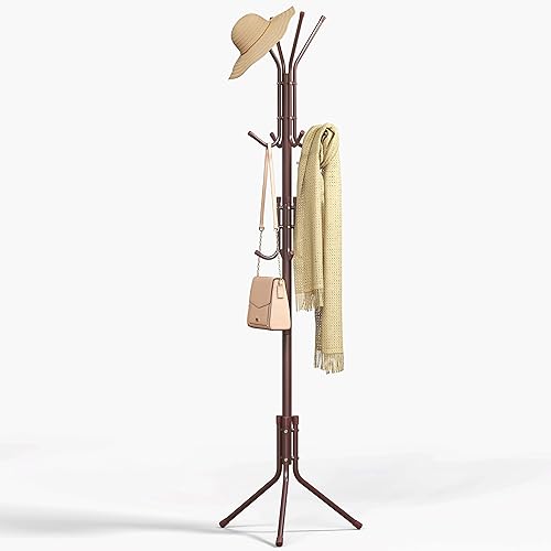 Iwaiting Outdoor Perchero independiente árbol de metal mejorado con 12 ganchos soporte para colgar ropa bufandas sombreros bolsas en la entrada