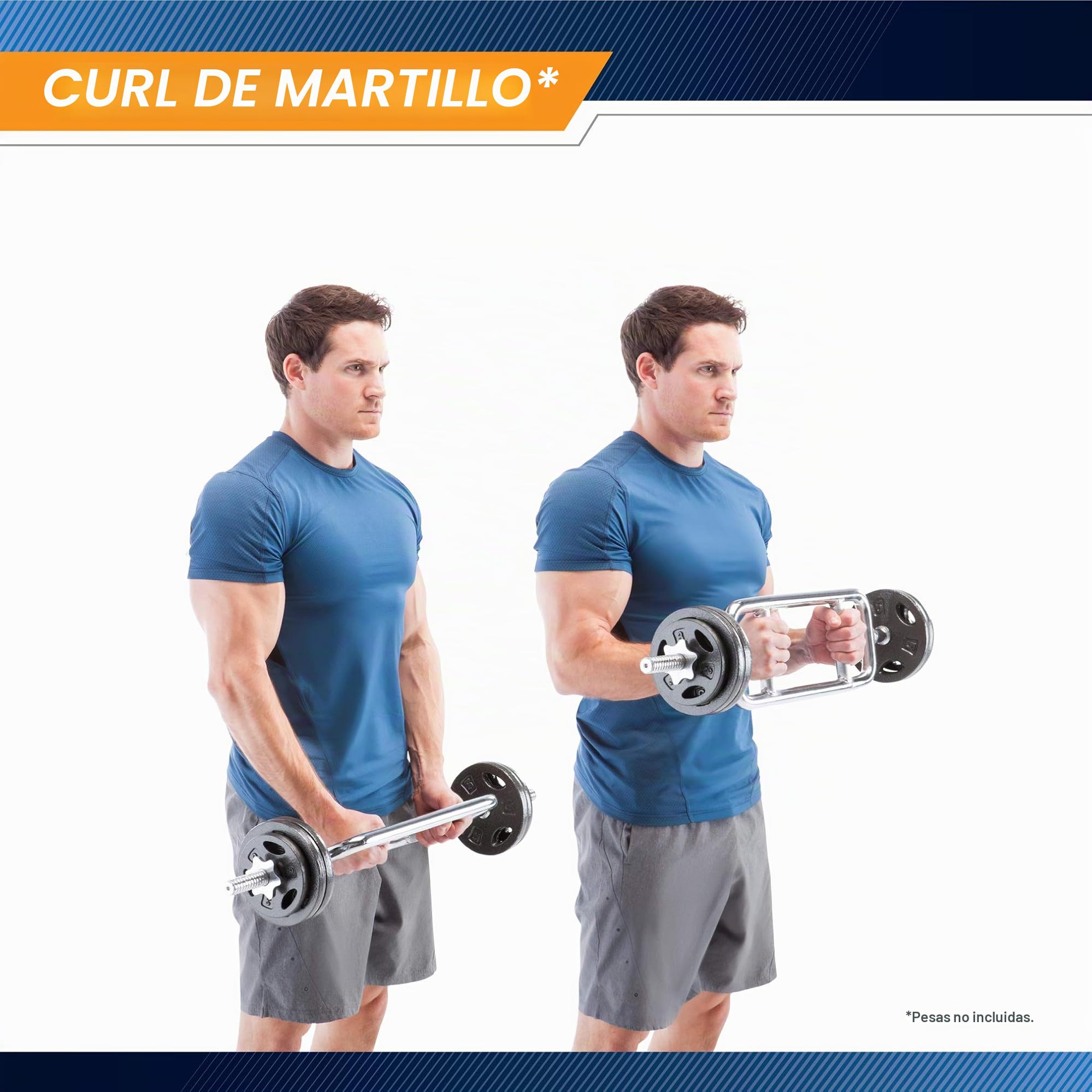 Marcy Barra roscada para tríceps de cromo sólido para levantamiento de pesas y culturismo IRBB-34T