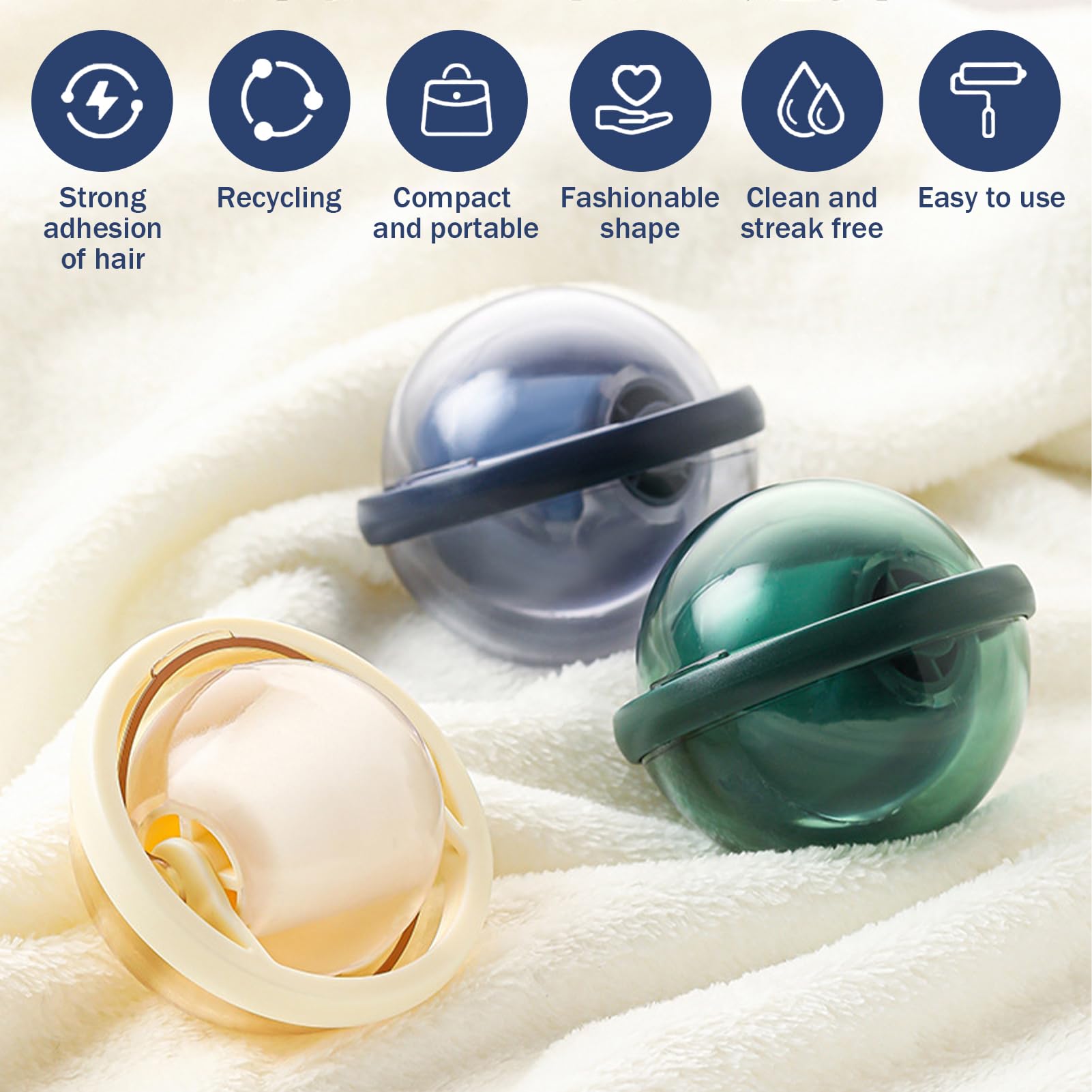 LEBEXY Rullo Per Lanugine Portatile Riutilizzabile, In ABS E Silicone, Lavabile, Per Peli Di Animali Domestici, Vestiti E Viaggi, Colore Blu - 3