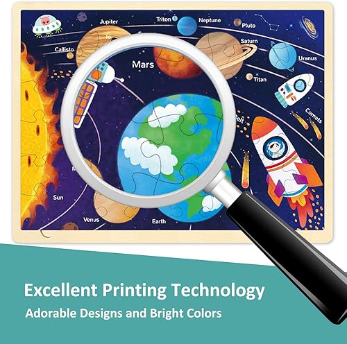 Miniatura 4 de Rompecabezas de 48 piezas para niños de 4 a 8 años, rompecabezas de madera del sistema solar para niños de 4 años, cada pieza es única, rompecabezas