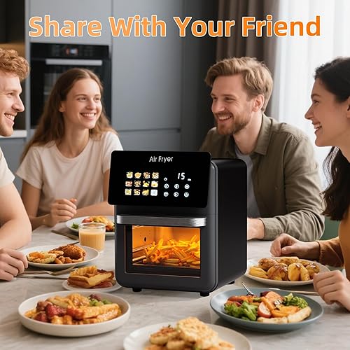Miniatura 7 de Horno freidora de aire grande Xl Pro de 10 litros con parrilla para uso en encimera de cocina, hornos de convección inteligentes 12 en 1, freidora