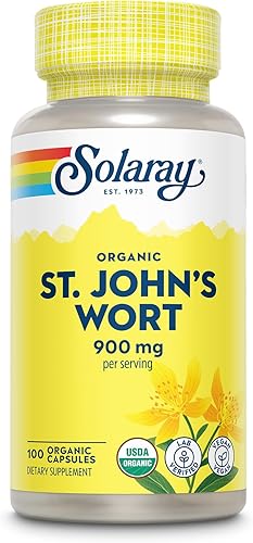 SOLARAY Hierba de San Juan Aerial 450mg Apoyo a base de hierbas para el estado de ánimo, la salud del cerebro y un sueño saludable 100% vegano