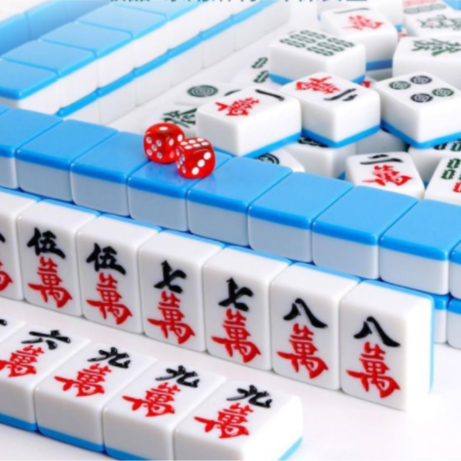 HEAGER Mahjong Lot de 144 tuiles chinoises avec sac de rangement (vert, 46 mm)