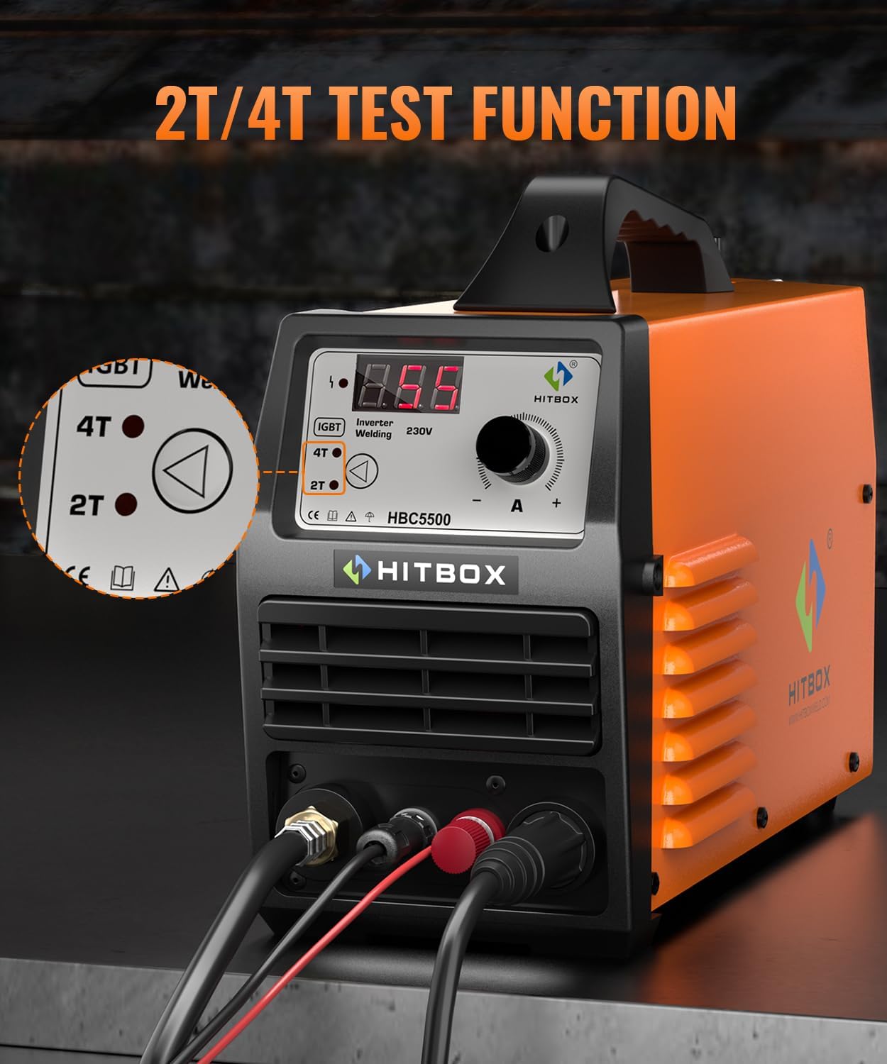Front panel showing 2T/4T test function and digital display