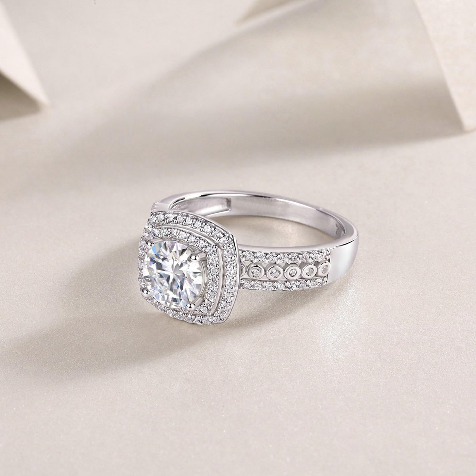 9K 14K 18K białe złoto pierścionek zaręczynowy damski pierścionek Promise 6,5 x 6,5 mm Moissanit Def 1ct Moissanit
