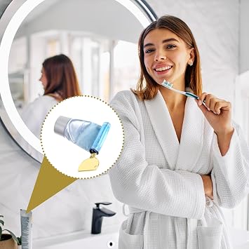 2 Pcs Stainless Steel Toothpaste Tube Squeezer Metal Tube Squeezer Key Metal Roller Dispenser Key for Toothpaste Cream Cosmetic Paint Tubes (Silver,Gold)