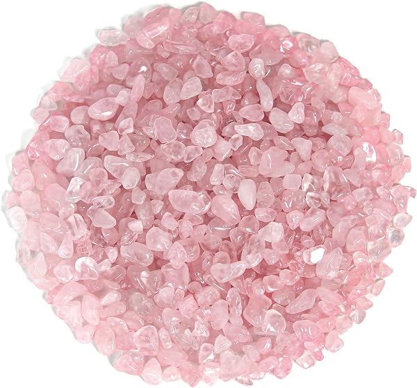 500g Chips de Cristal Natural de Cuarzo Rosa Triturado - Chips de Cristales de Sanación de Cuarzo Rosa a Granel, Gemas de Cristal Triturado para Manualidades, Hermoso Paquete para Regalo - 1