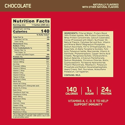 Miniatura 4 de Optimum Nutrition Gold Standard - Batido de proteína, 0.76 onzas de proteína, batido de proteínas listo para beber, sin gluten, vitamina C para