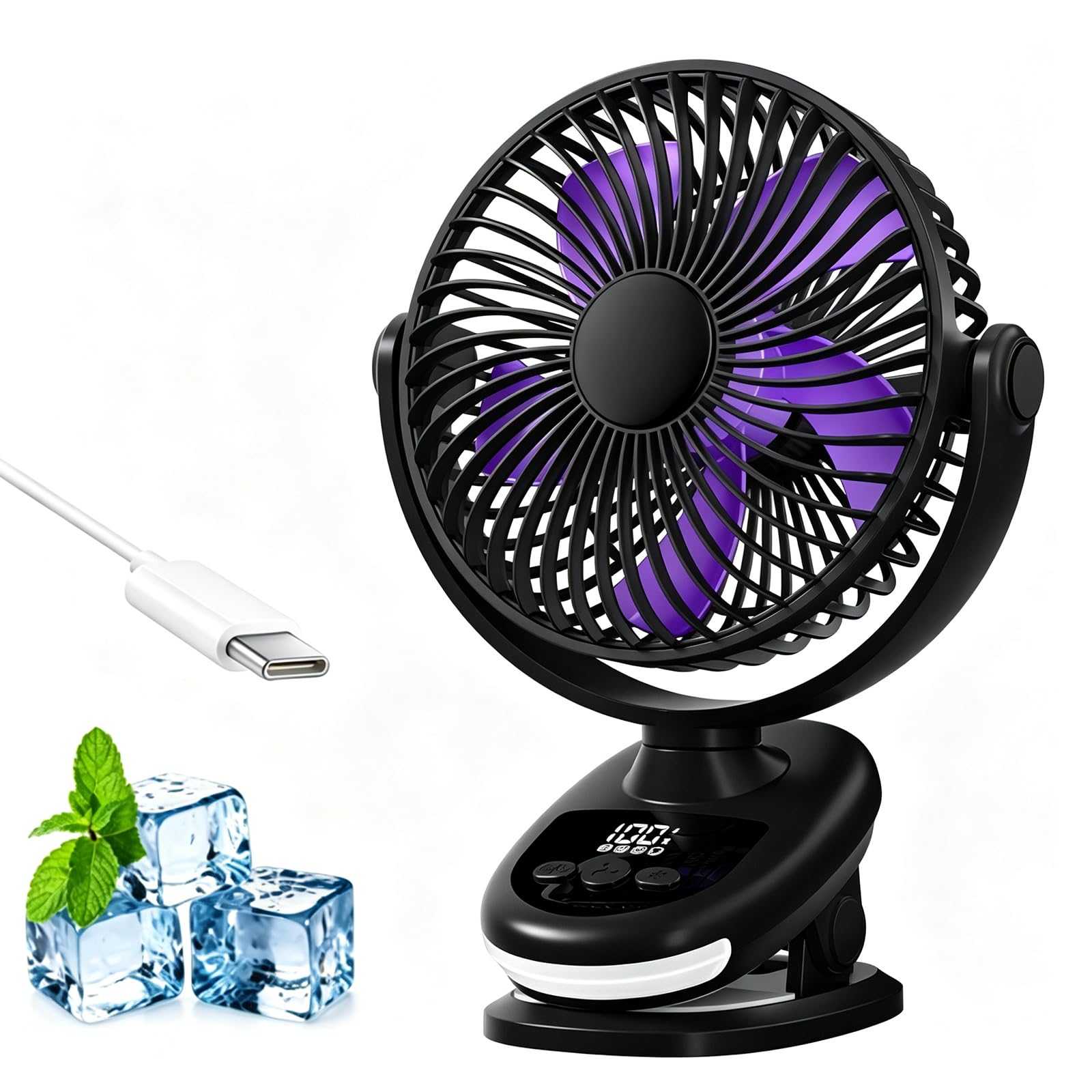Ventilatore da Scrivania Ricaricabile a Clip 100 Velocità Silenzioso black