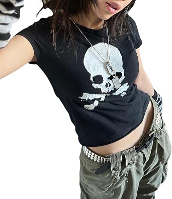 Women Y2k Fairy Grunge Shirts Short Sleeve Aesthetic Vintage Tee Tops E-Girl Graphic Print Clothes Summer Tops