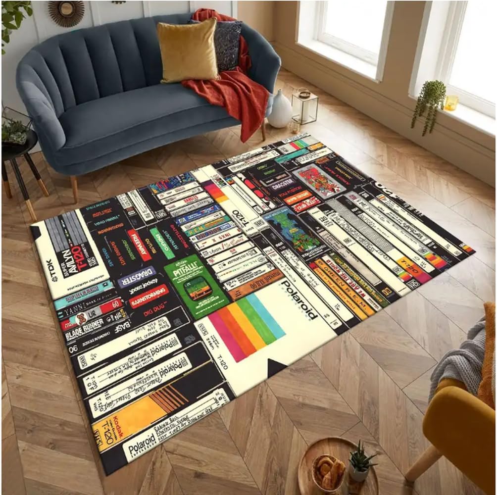 Klassische Kassette 90Er Jahre Tap Retro Design Teppich Rutschfester Weicher Flanellteppich Custom Music Wohnzimmerteppich Einzigartiges Geschenk 160X230Cm