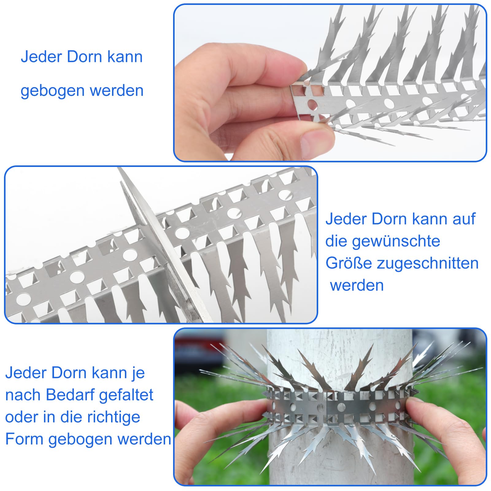6M/20FT Taubenabwehr Spikes, Edelstahl Vogelabwehr, Vogelschreck, Taubenschreck, Taubenabwehr Balkon, Vogelschutz Spikes für Balkon Dach Fenster Garten Dachrinne (20 Stück)