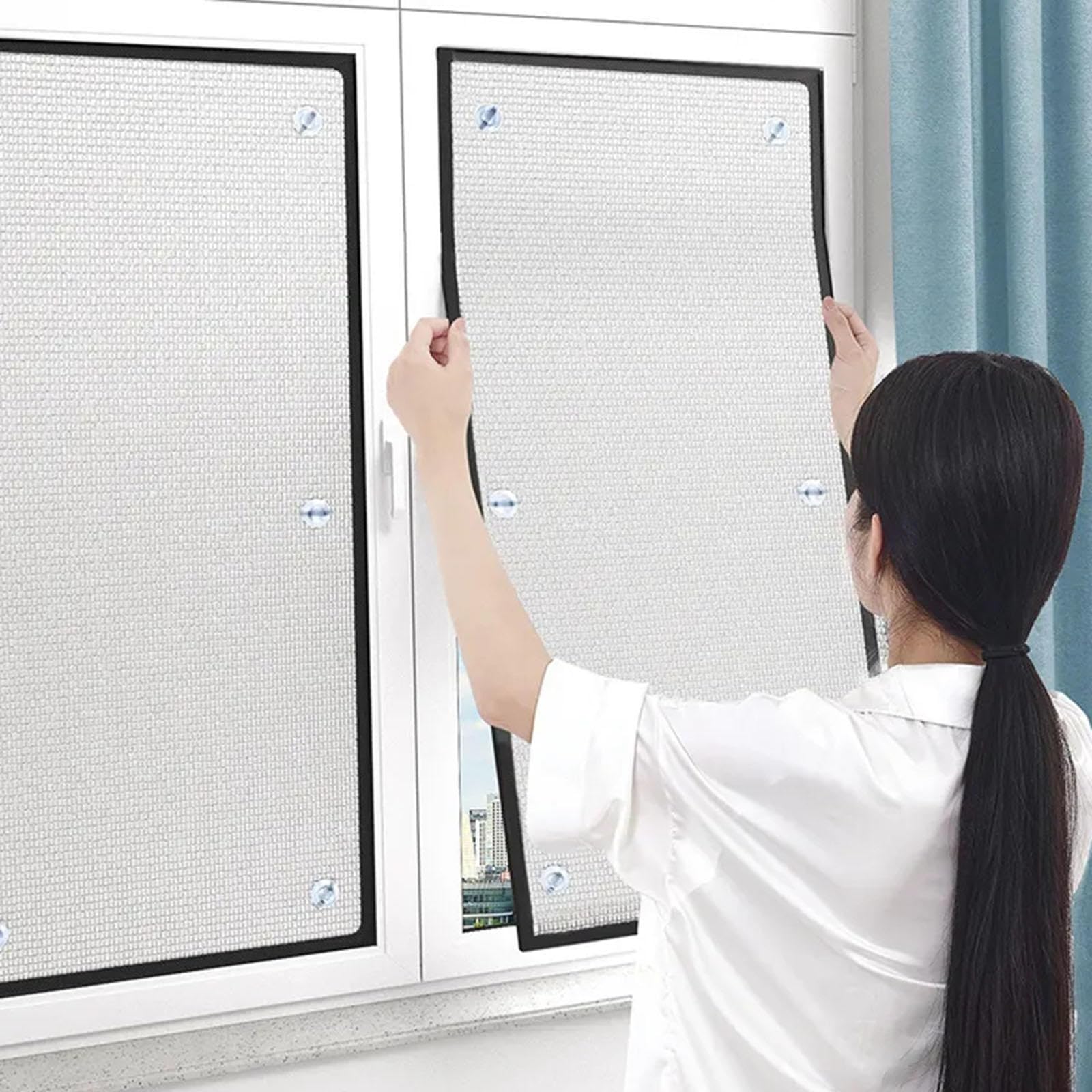 Full Blackout Sun Blocker Window Films,8mm Aluminium Foil Insulation Film,Heat Reflective Anti Uv Privacy Window Stickera,Window Glass Tint Film With Suction Cups,Removable,W×H-65 * 180cm(26 * 71in)
