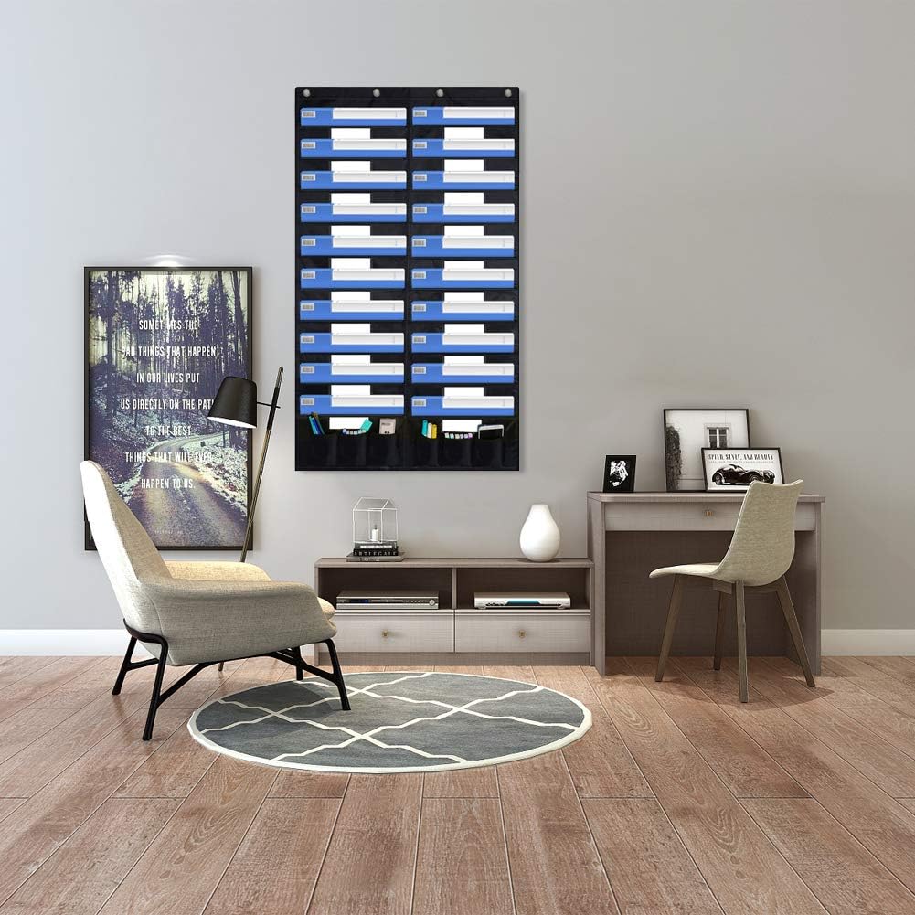 Eamay Hanging File Folder Organizer Wall Mounted - 20 Pockets and 6 Learning Tool Wall File Folders, Office Supplies File Document Organizer Holder Pocket Chart for Offices, Classroom or Home