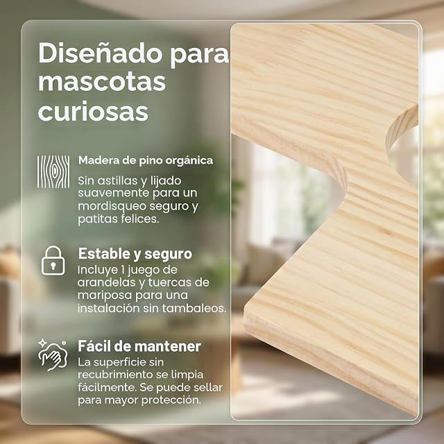 Foto 3 de 8 de FTISSLY 5 Pcs Plataformas Madera Natural para Jaula de Chinchilla y Hámster