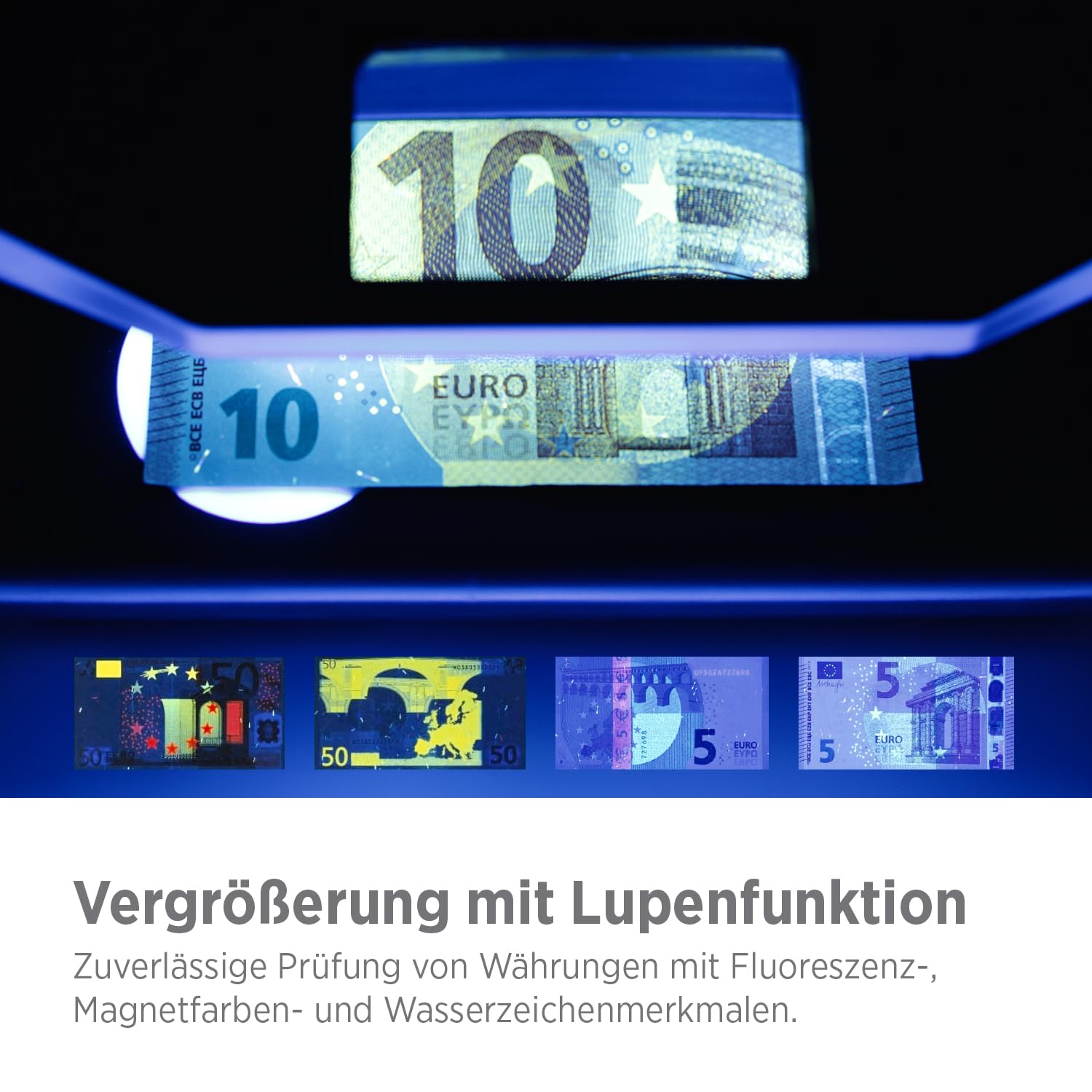 Olympia UV 588 Geldscheinprüfgerät | UV-Lampe | Falschgeld Prüfer mit Magnetsensor | Geldprüfgerät für Banknoten | Falschgelderkennung | Banknotenprüfer LED-Technologie | Geldprüfmaschine Geldscheine