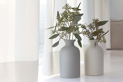Miniatura 2 de Lekharis Juego de jarrones de cerámica gris 2 jarrones para decoración pequeña de estilo moderno con flores ideal para decoración del hogar estante