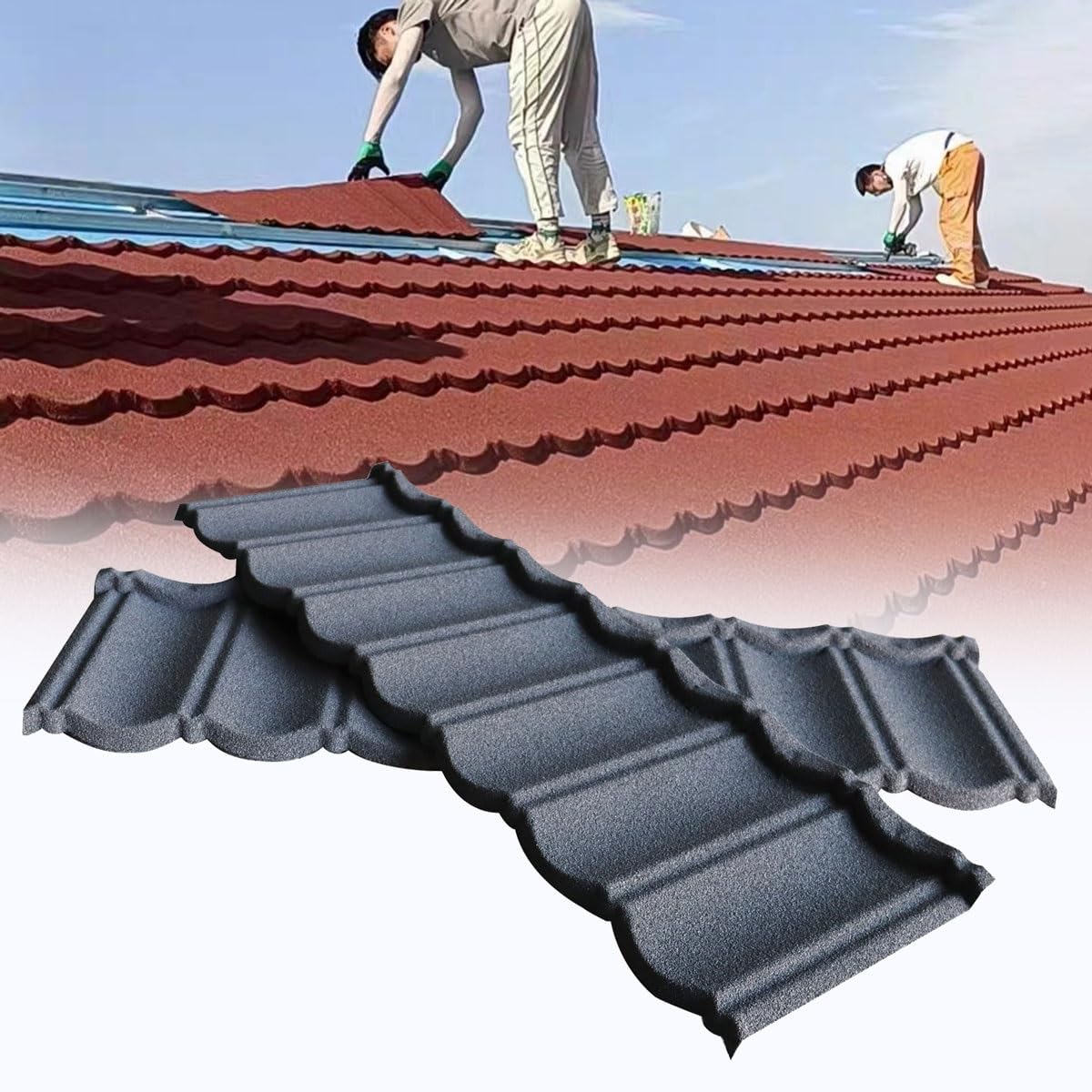 Joytar Gray New Lightweight Stone-Coated Metal Tiles, Architectural Metal Roofing Shingles, Corrugated Steel Roof Panels For Storage Shed, Carport, Barn, Cabin And Garage(Gray)