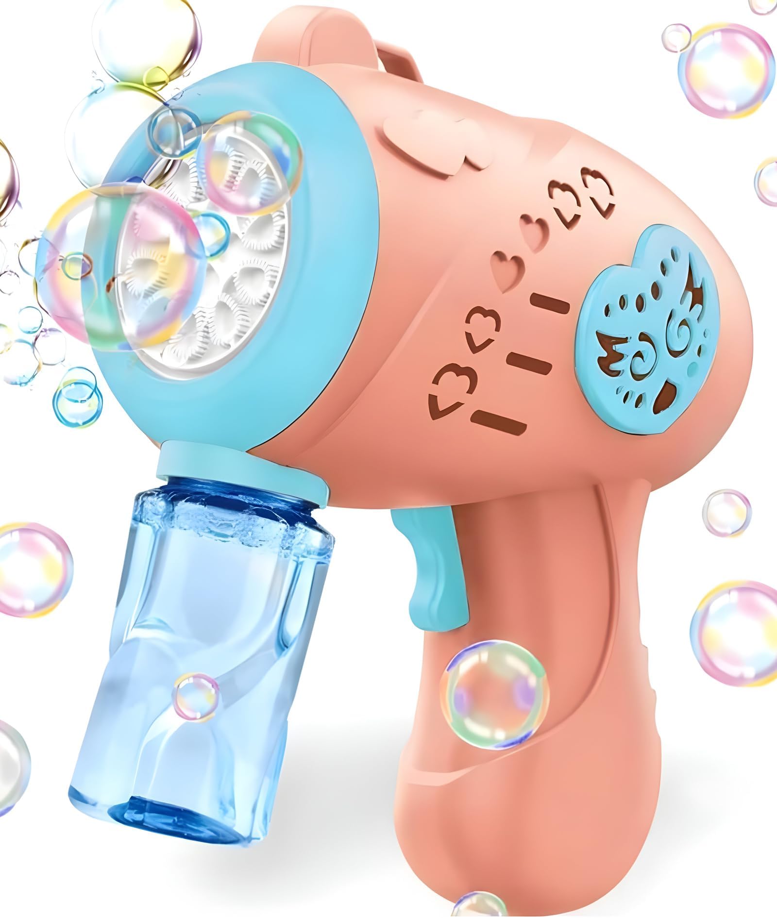 Niku Bubble Gun Maker Toys for Kids Girls Boys | Leak-Proof Bubble Machine Automatic Space Theme | 1 Bubble Solution | Best Birthday Gift - Orange