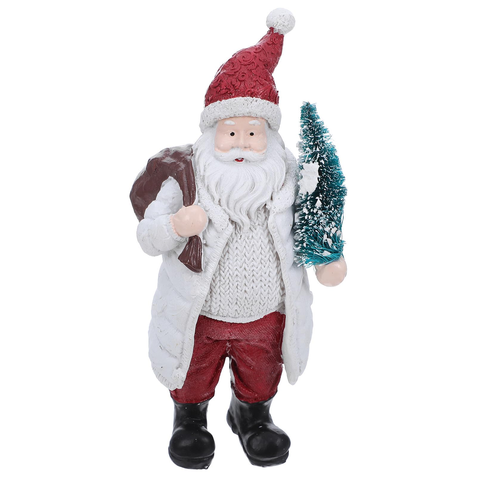 FRCOLOR 2 Piezas Adorno Navideño de Papá Noel de Resina con Árbol y Bolsa