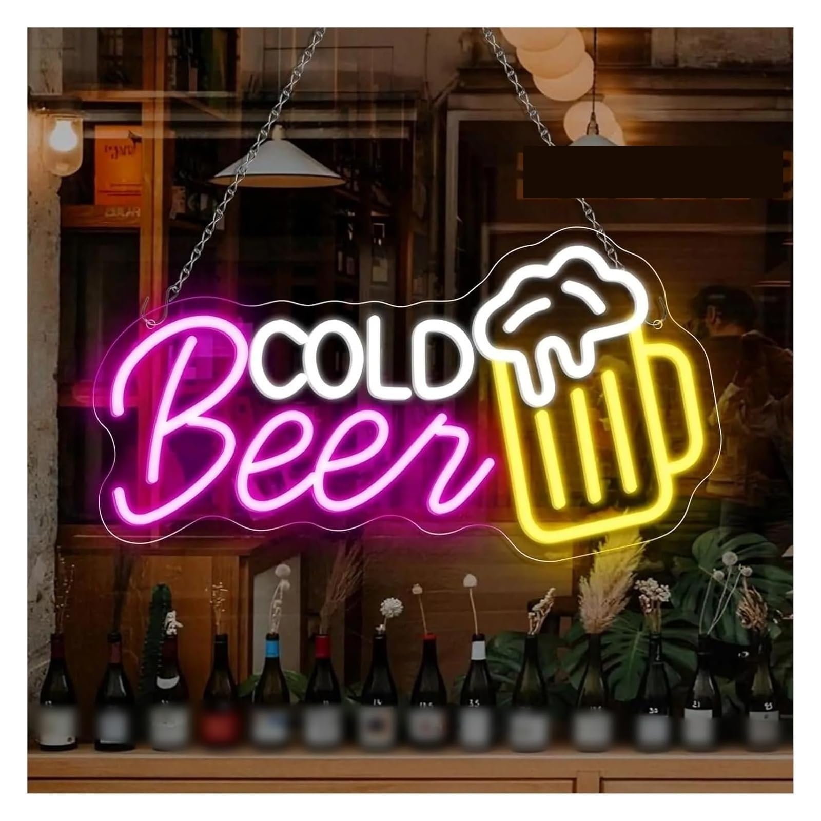 Zynther Neon lamp for Neon Light Decoration Cold Beer for neon Sign Bar Open for Wall Decor Night for Pub Club Party Nightclub