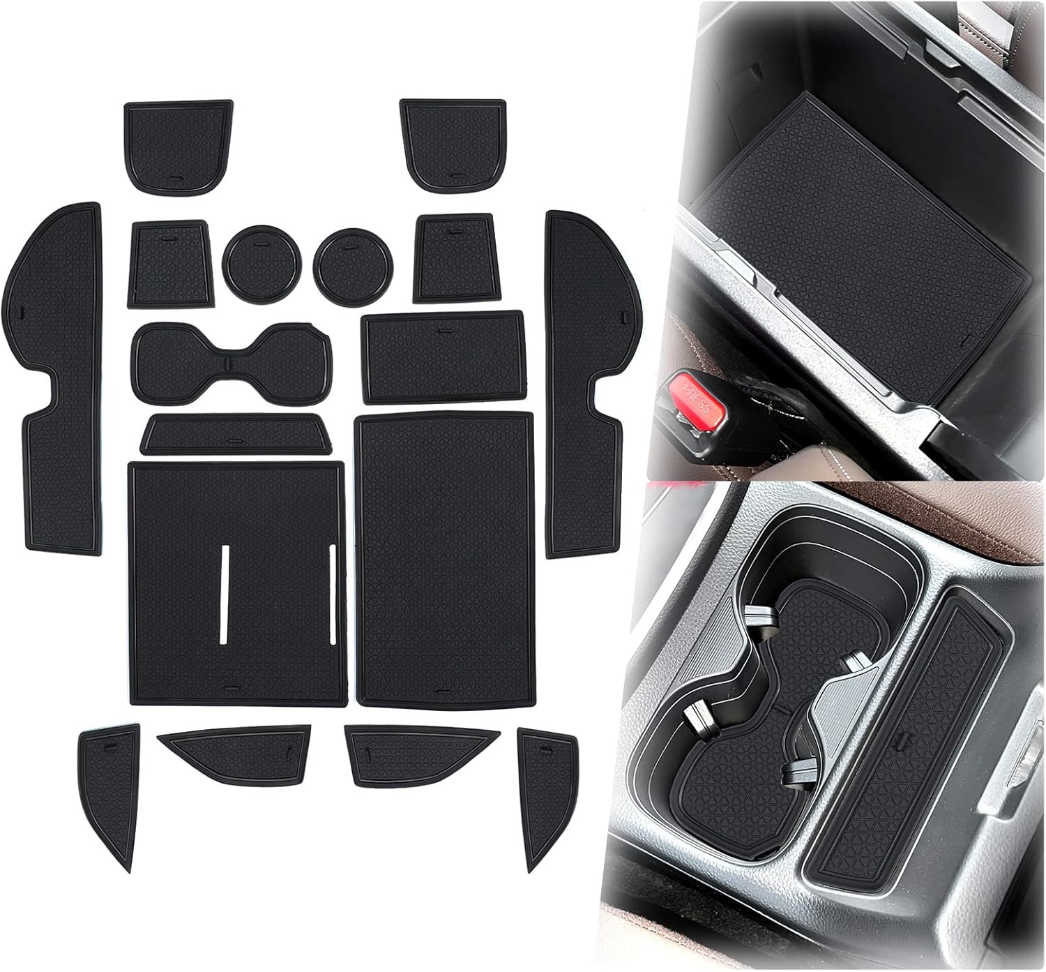 BIBIBO for 2023 Honda CRV Accessories Car Gate Slot Pads, Console Custom Liner, Non-Slip Cup Holder Insert Mat 17Pcs (Black-Trim)