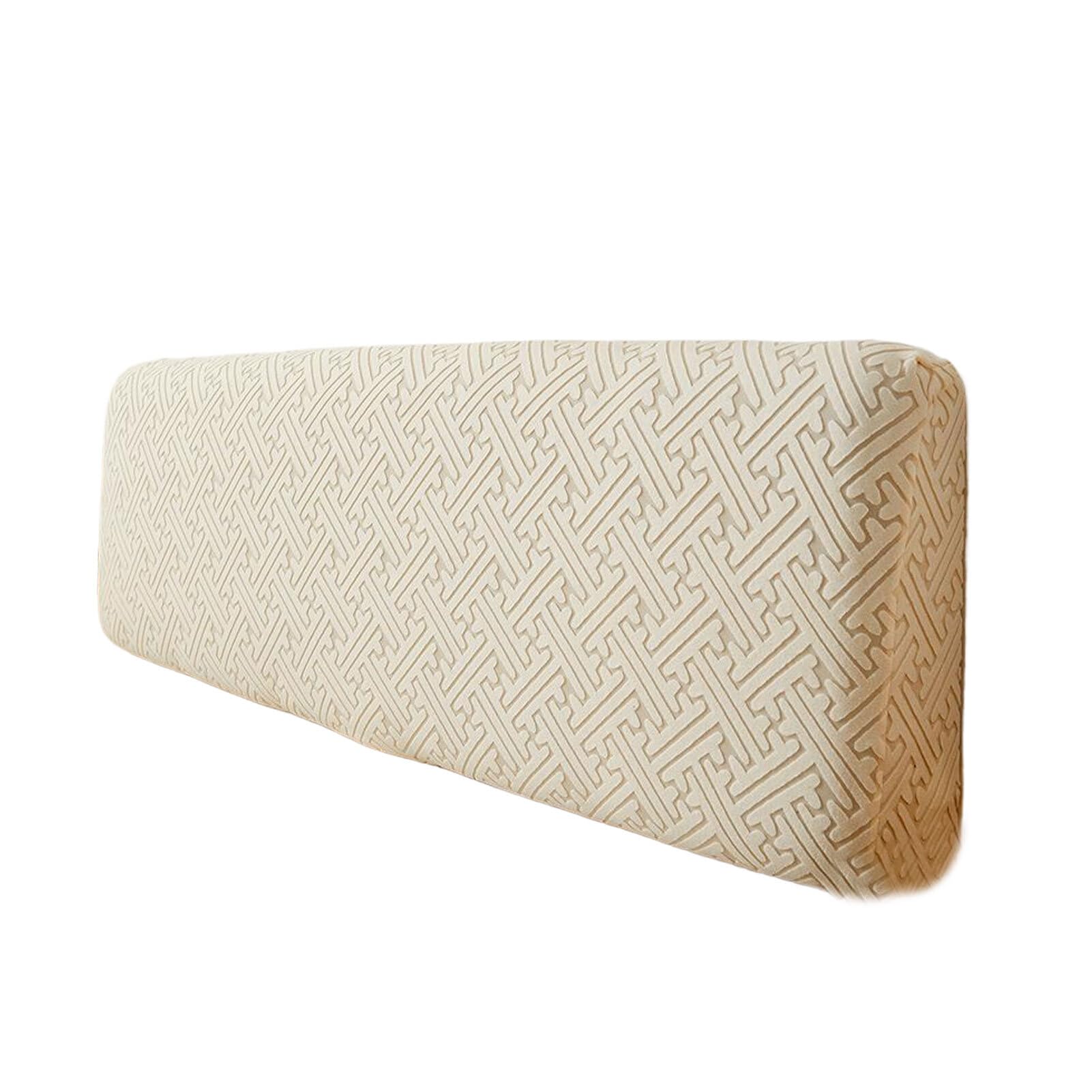 TWISAXC Thick Elastic Queen Headboard Slipcover Prevent Dust And Wear Queen Headboard Cover Polyester Slipcovers, Beige, 150cm