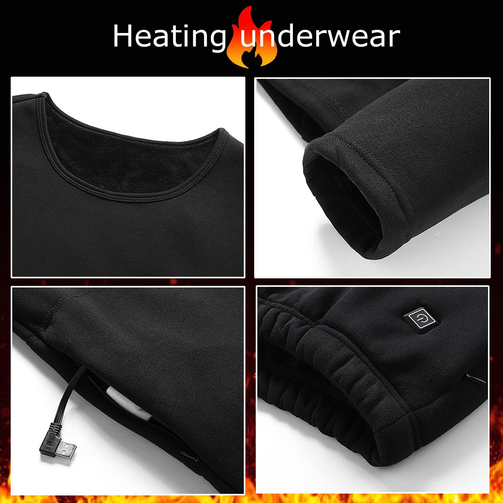 Ropa Interior térmica térmica eléctrica con batería, Hombres, Mujeres, Ropa calefactada USB Inteligente y Pantalones para inviernos al Aire Libre