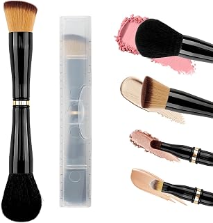 Travel Makeup Brush Set with Case, 4-in-1 Double-Ended Brush | 4-in-1 Makeup Brush for Powder, Blush, Foundation, Blending and Eyeshadow, with a Storage Case for Travel and Daily Touch-Ups