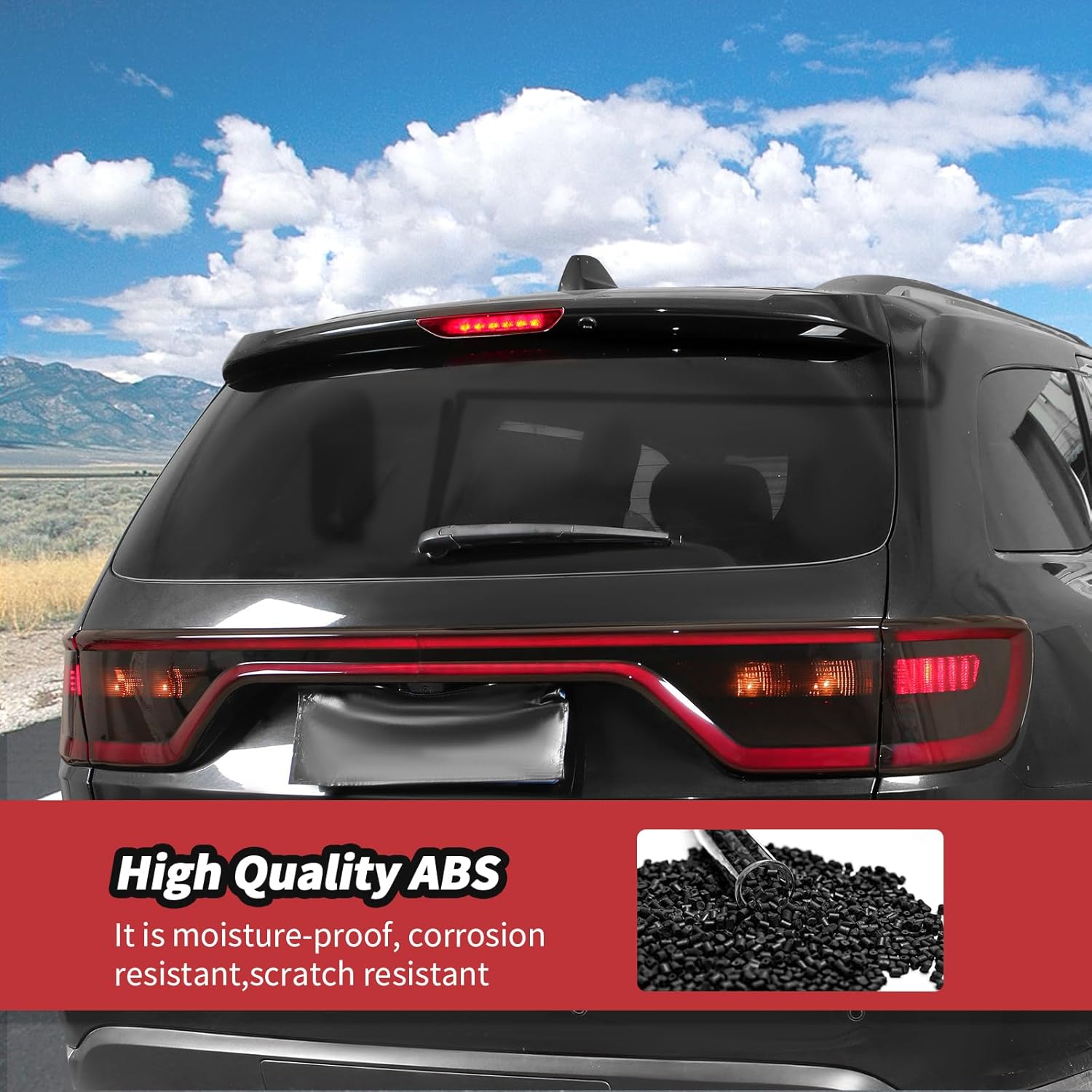 JeCar Smoked Black Tail Light Cover Guard Trim Fit for Dodge Durango 2014-2024 (4pcs)