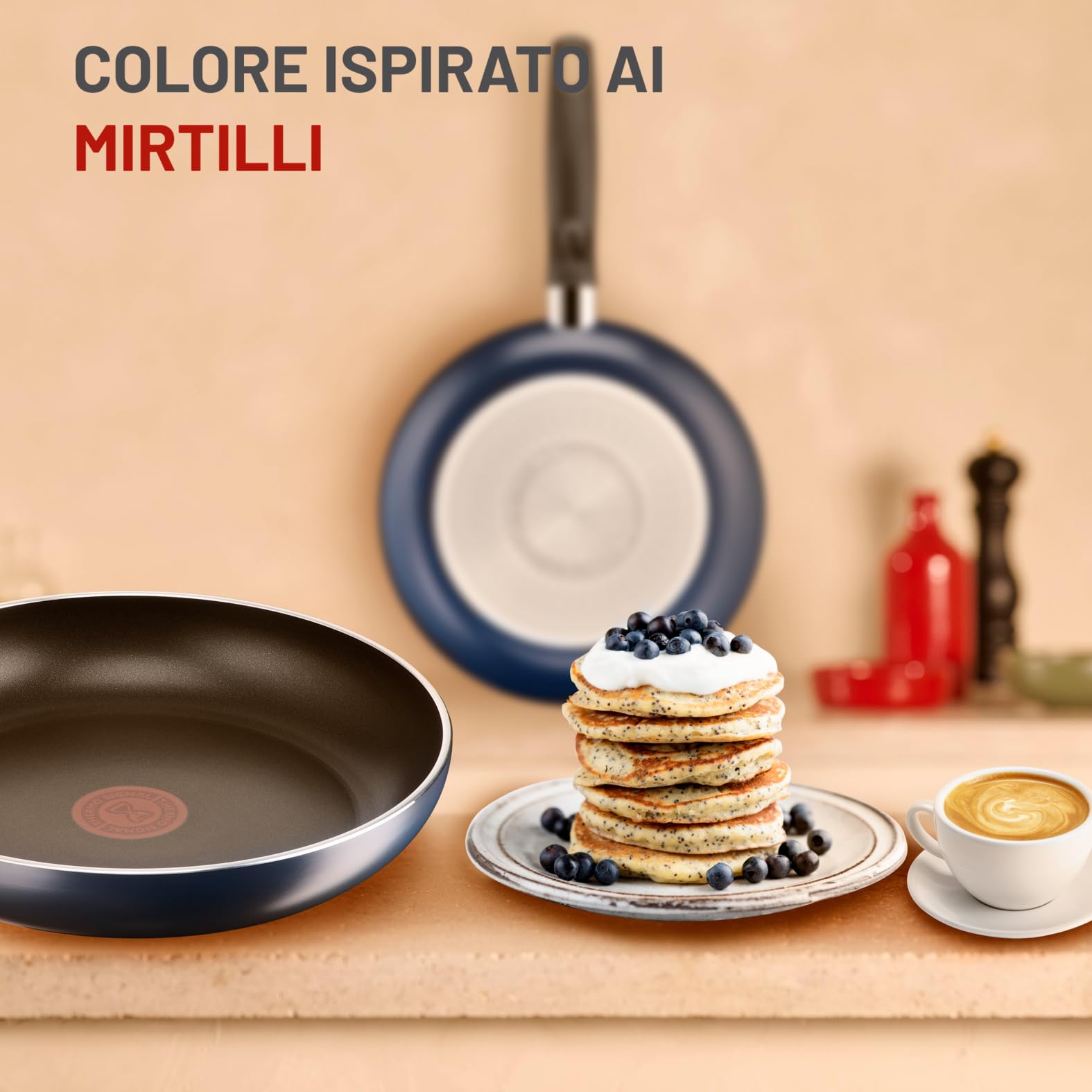 Lagostina Mirtillo, Set di 2 Padelle 24 e 28 cm con rivestimento in Titanio Antiaderente per Tutti i Piani Cottura, Tecnologia Thermo-Signal, Cottura Uniforme