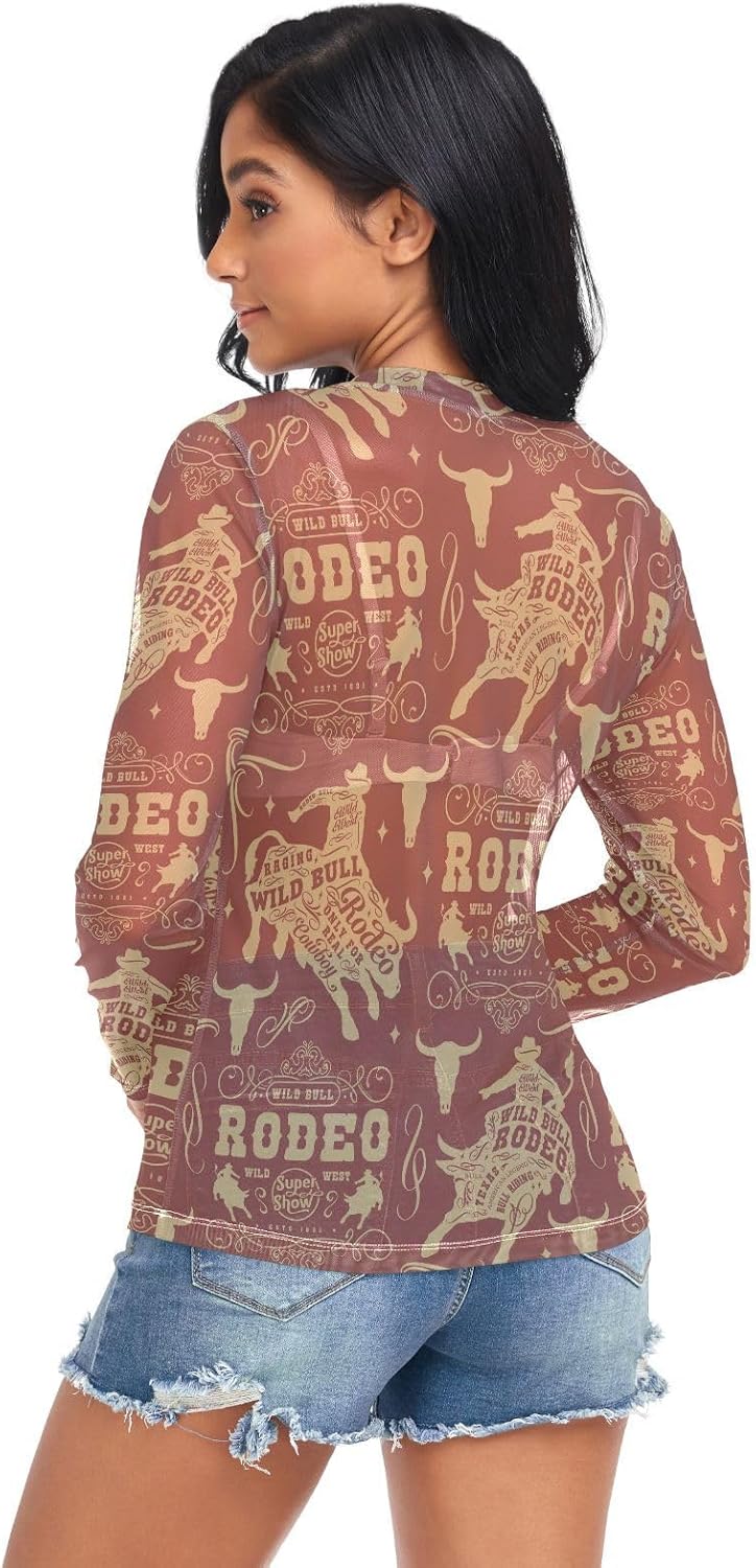 Women's Mesh Long Sleeve Top Trendy Sheer Tops See Through Shirt Tops S-2XL - Image 2