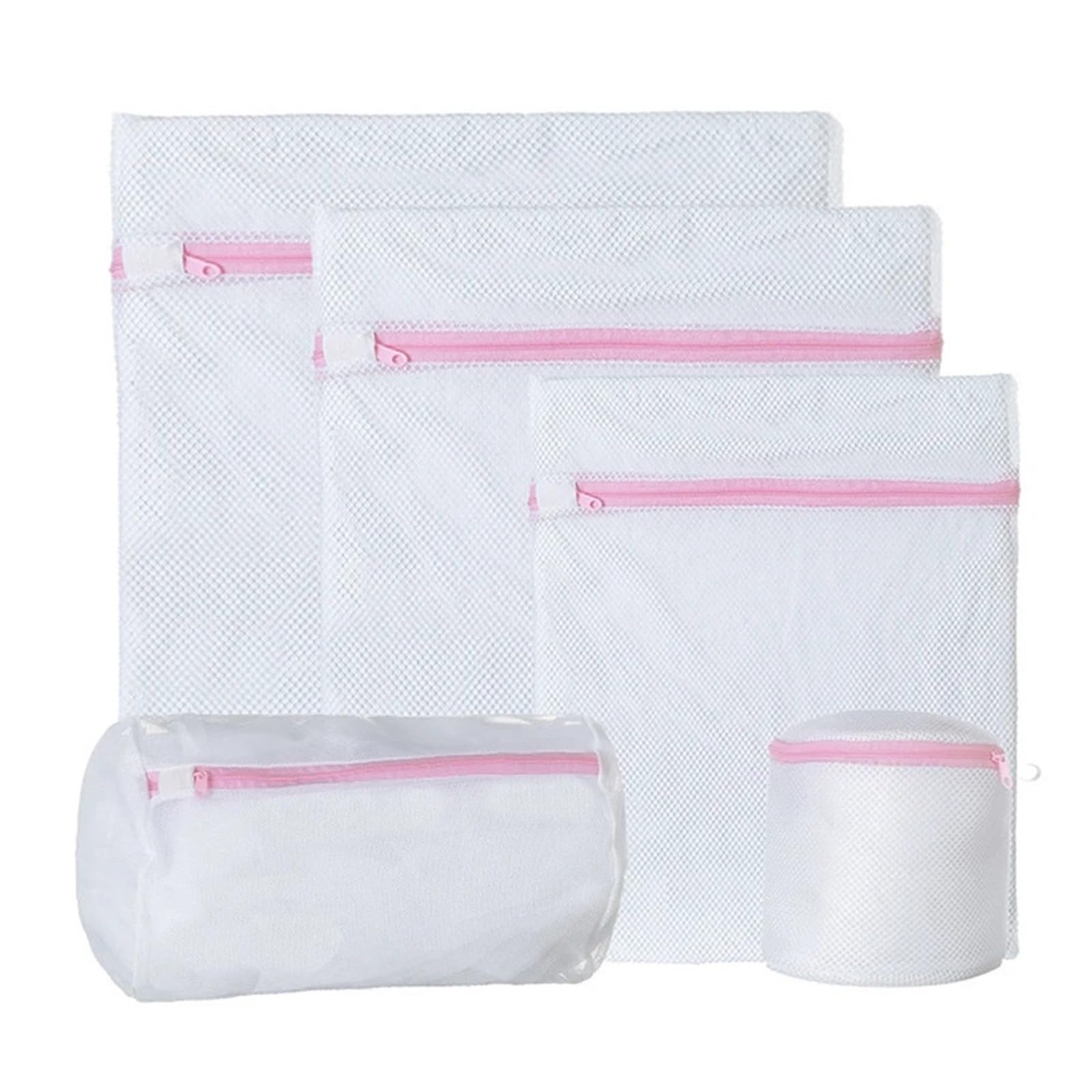 Dryer Lint Bags 5PCS Foldable Delicates Lingerie Bra Socks Underwear Washing Machine Clothes Protection Net Square Zippered Mesh Laundry Wash Bags