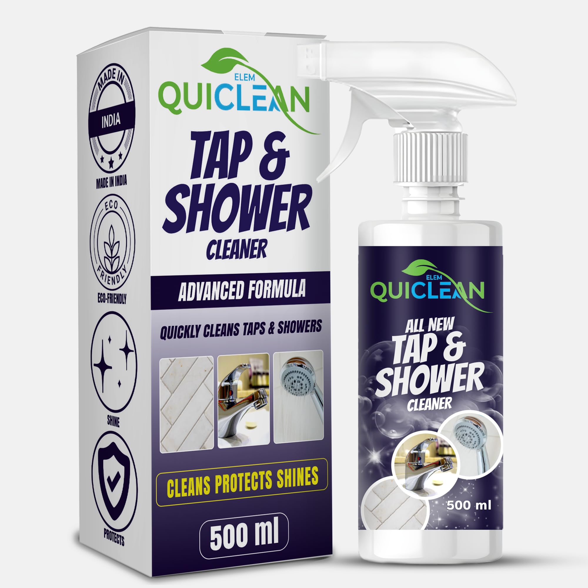 Tap & Shower Cleaner For Bathroom Fittings 500ML | Lime Scale Remover & Tap Cleaner | Hard Water Stain Remover For Taps, Showers & Tiles | Bathroom Descaler Spray