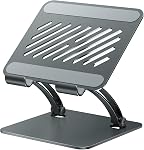 Tounee Tablet Holder Stand, Dual Rod Adjustable Aluminum Desktop Stand, Compatible with 4.7-16.5" iPads, Surface Tablets, Portable Monitors, Kindle & More (Gray)
