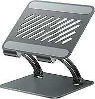 tounee Dual Rod Adjustable Aluminum Tablet Stand Holder for 4.7-16.9" iPads, Surface, Kindle, Monitors - Stable & Portable (Gray)