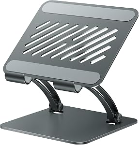Tounee Tablet Holder Stand, Dual Rod Adjustable Aluminum Desktop Stand, Compatible with 4.7-16.5" iPads, Surface Tablets, Portable Monitors, Kindle & More (Gray)
