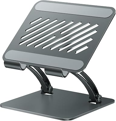 tounee Tablet Holder Stand, Dual Rod Adjustable Aluminum Desktop Stand, Compatible with 4.7-16.9" iPads, Surface Tablets, Portable Monitors, Kindle & More (Gray)