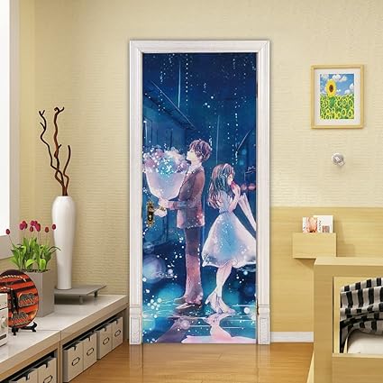 Amazon Co Jp Zjfhnb ウォールステッカードア用装飾剥がせる壁紙シール アニメの女の子 ウォールステッカー部屋 壁飾り トイレ インテリア 3d立体 壁紙 バー コーヒー店 95 X 215cm Diy 工具 ガーデン
