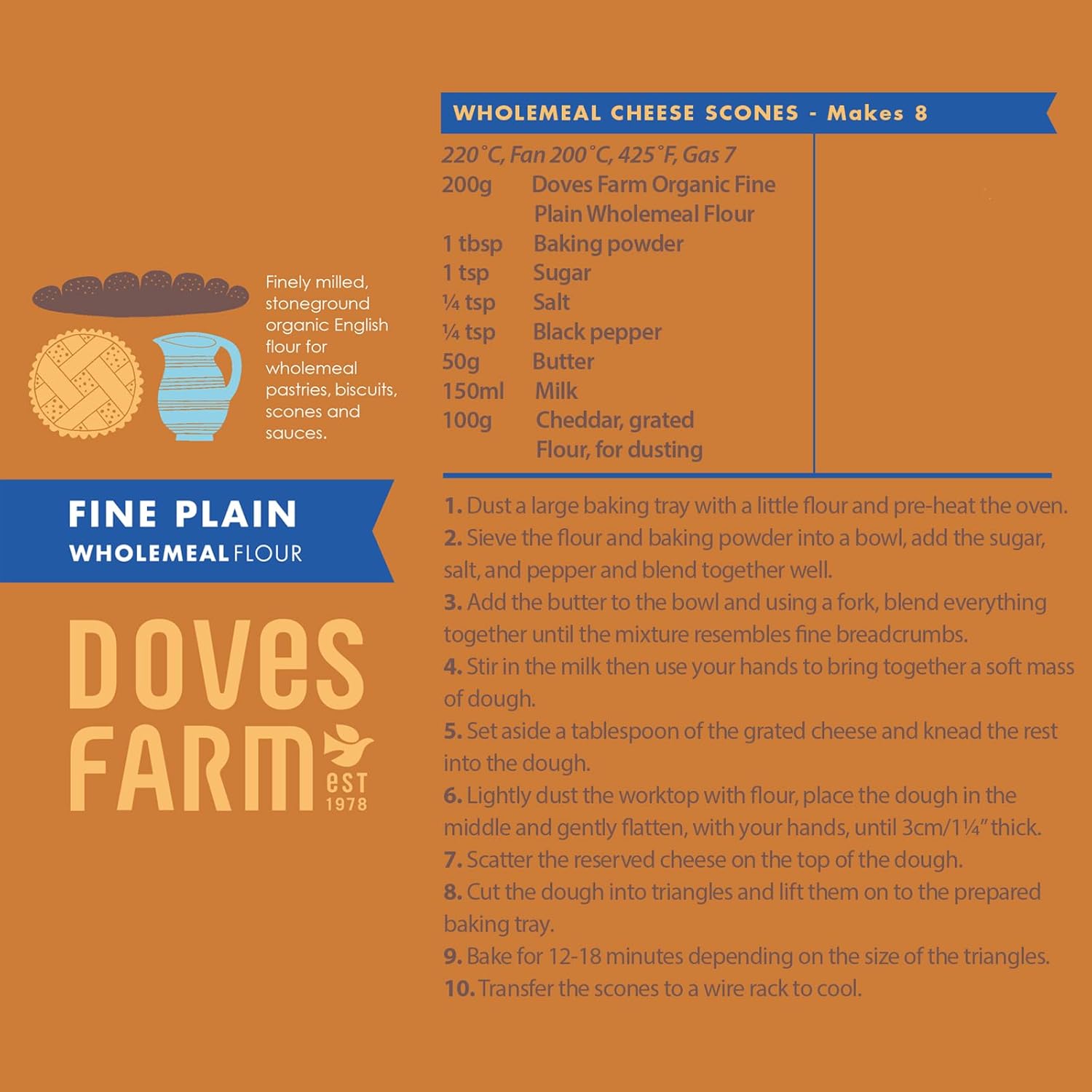 Doves Farm Organic Fine Plain Wholemeal Flour | 1Kg | Perfect for Wholesome Baking and Cooking | Sustainably Sourced Ingredients | Enhance Your Recipes with this Premium Wholemeal Flour