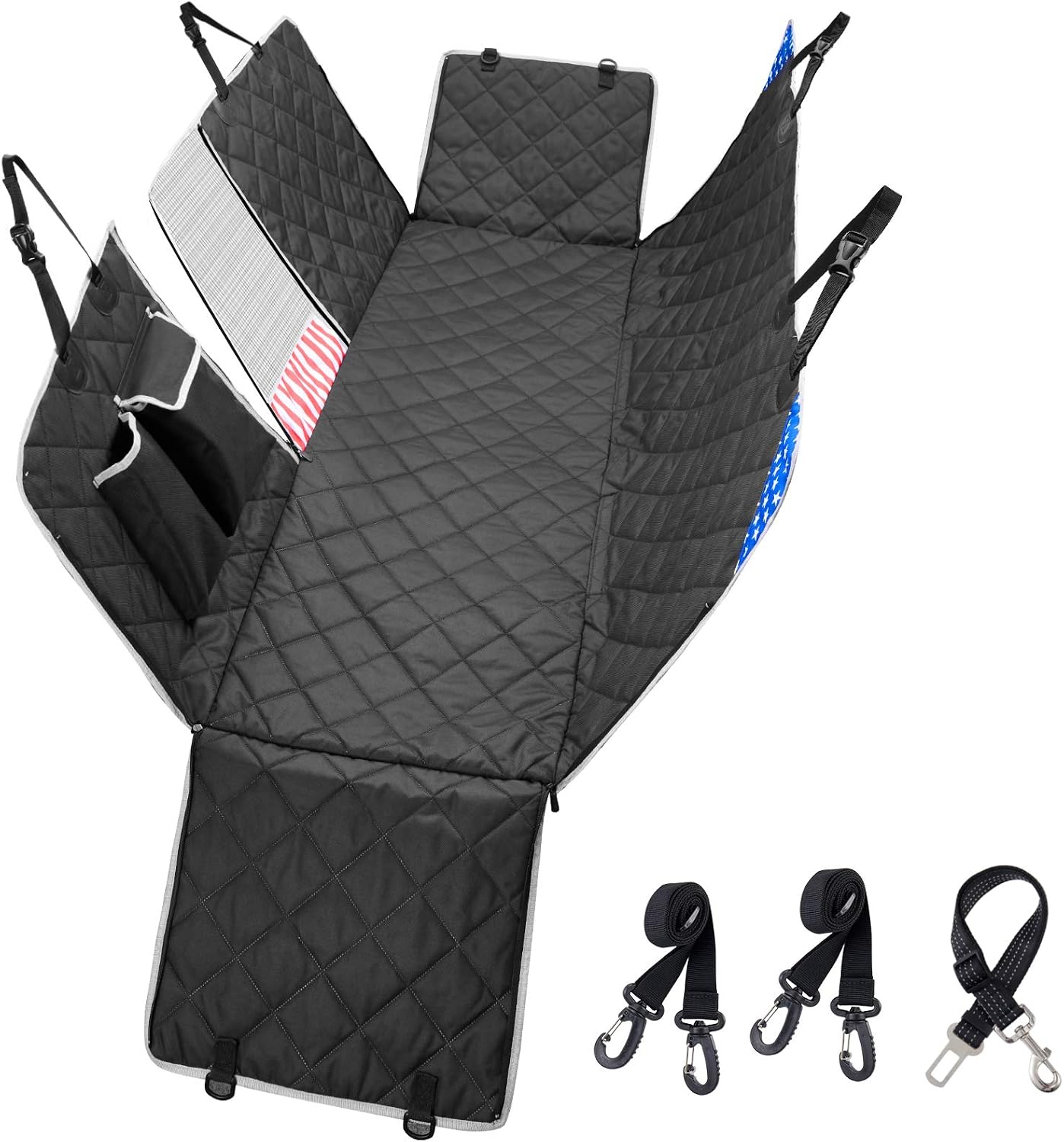 Dog Back Seat Cover, Pijaya Dog Seat Cover Protector with Mesh Window, Durable Nonslip Waterproof Scratchproof Dog Hammock for Trucks &SUVs