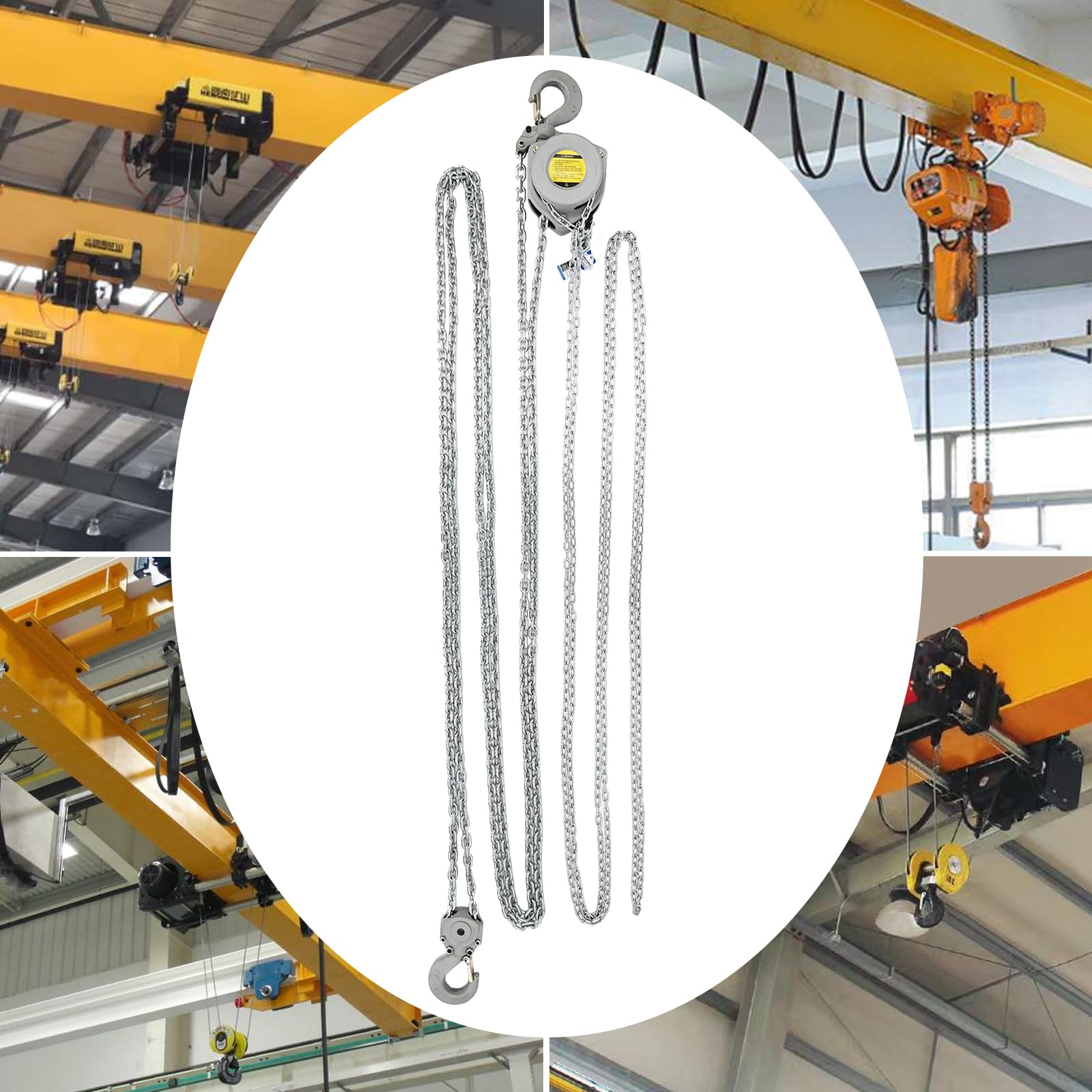 FXEIPOL Manual Chain Hoist 3T/6613.87LBS Hand Chain Hoist 19.69Ft Aluminum Alloy Chain Hoist with 2M Strap Heavy Duty Chain Hoist for Transportation, Factories, Garages, Warehouses