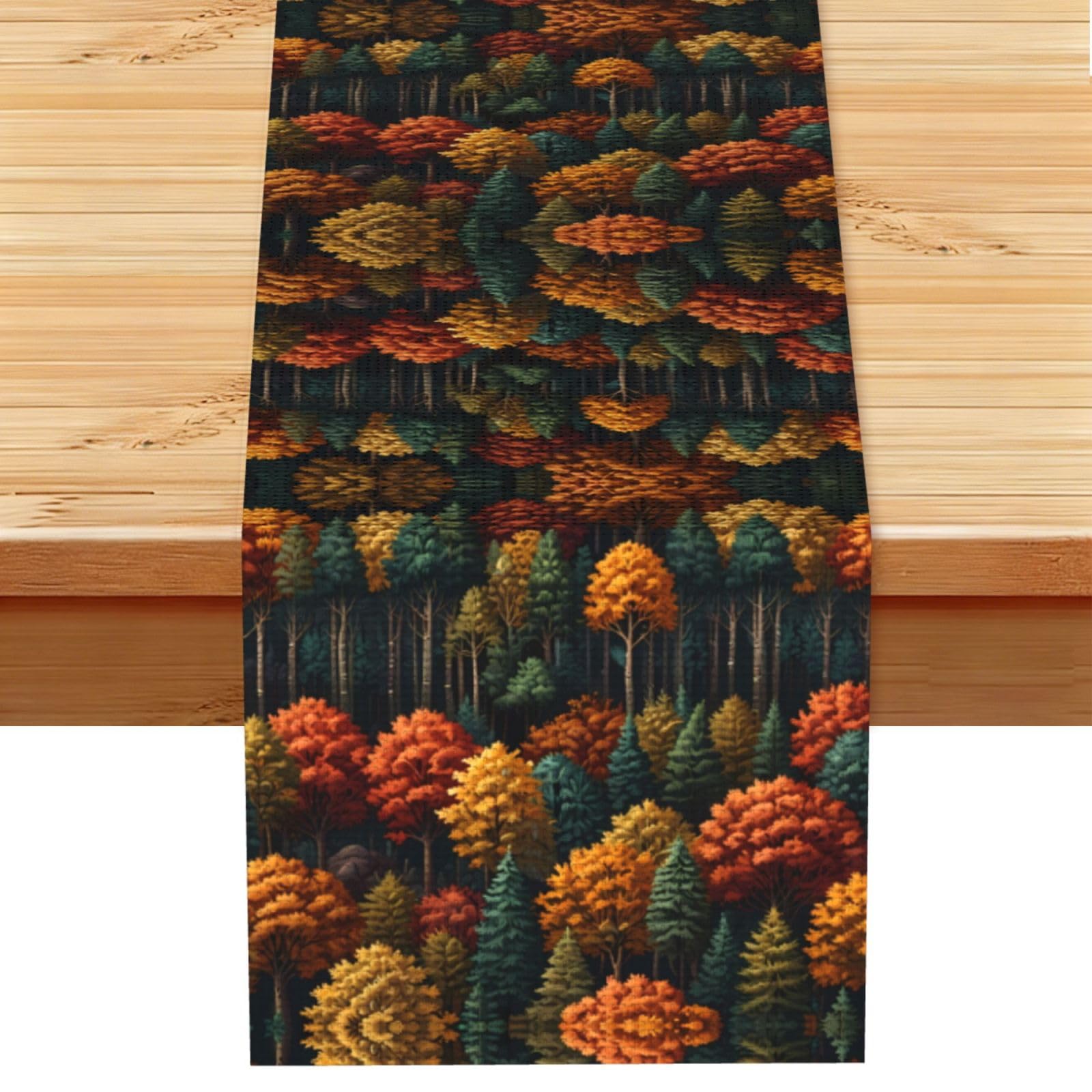 Autumn Forest Linen Feel Table Runner Wedding Party Home Decoration