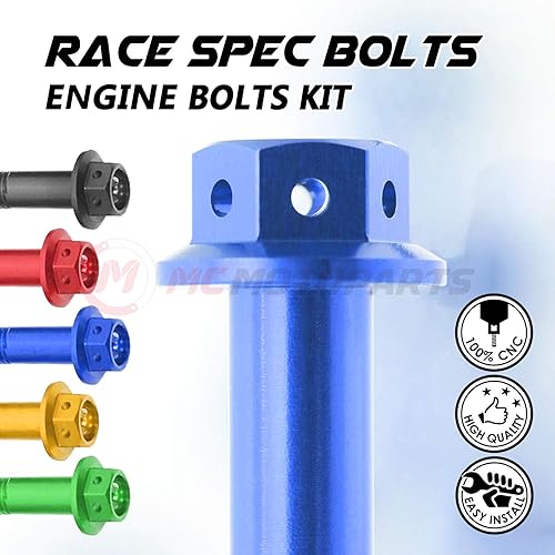 Miniatura 5 de MC Motoparts Race Spec Kit de pernos de motor cabeza HEX M6 compatible con XJ6 DiversionF 2009-2016 13 14 15 16 (azul)
