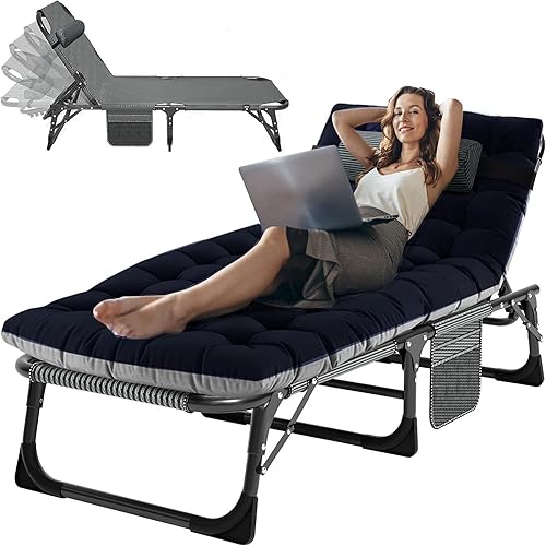 ABORON Silla de salón para patio, cuna plegable para invitados para adultos, capacidad de 500LB de alta resistencia, cama extra portátil con colchón