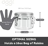 Vista 6 de OGGI Recipiente hermético transparente de 28 onzas - Tapa con cierre y cuchara - Recipientes herméticos para almacenamiento de alimentos, ideales