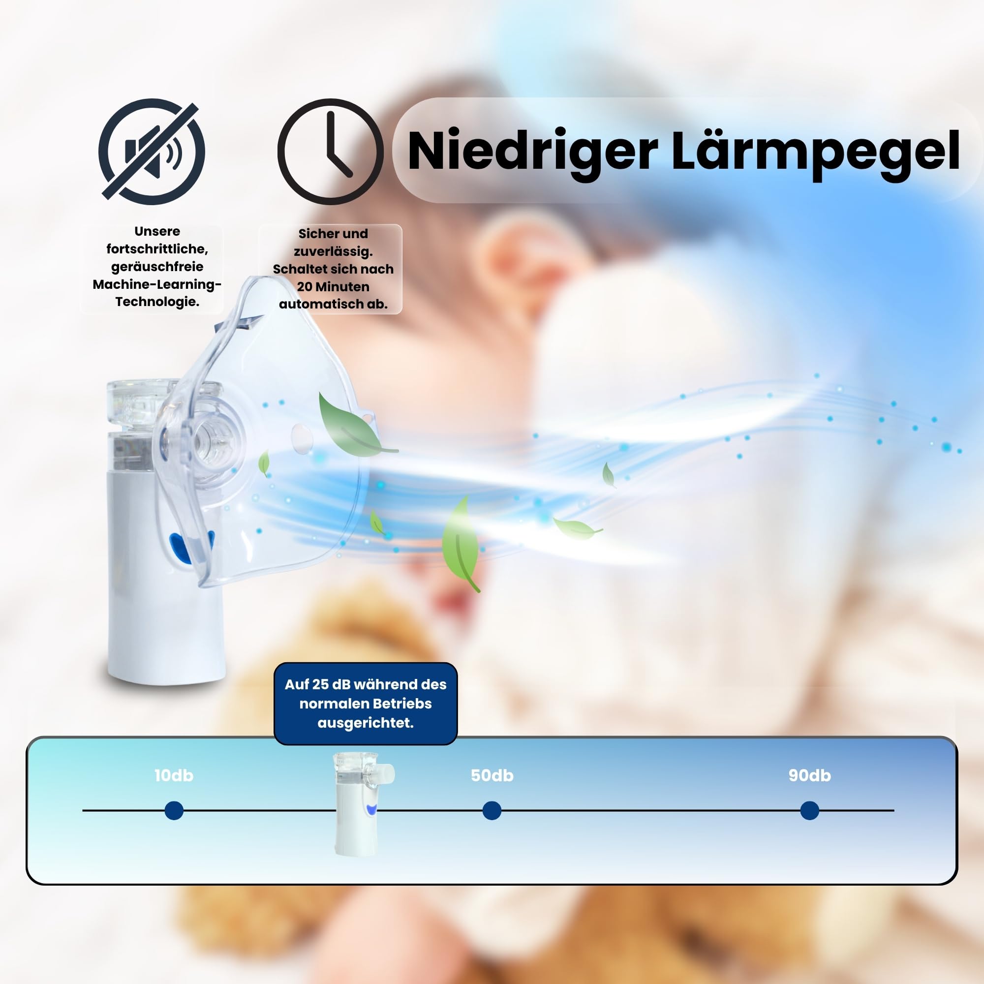 Tragbares Vernebler Set - Inhalationsgerät + 30 Ampullen Sterile NaCl 0,9% Kochsalzlösung zur Inhalation + Reinigungstücher für Reise und Haushaltsgebrauch for Adults and Kids
