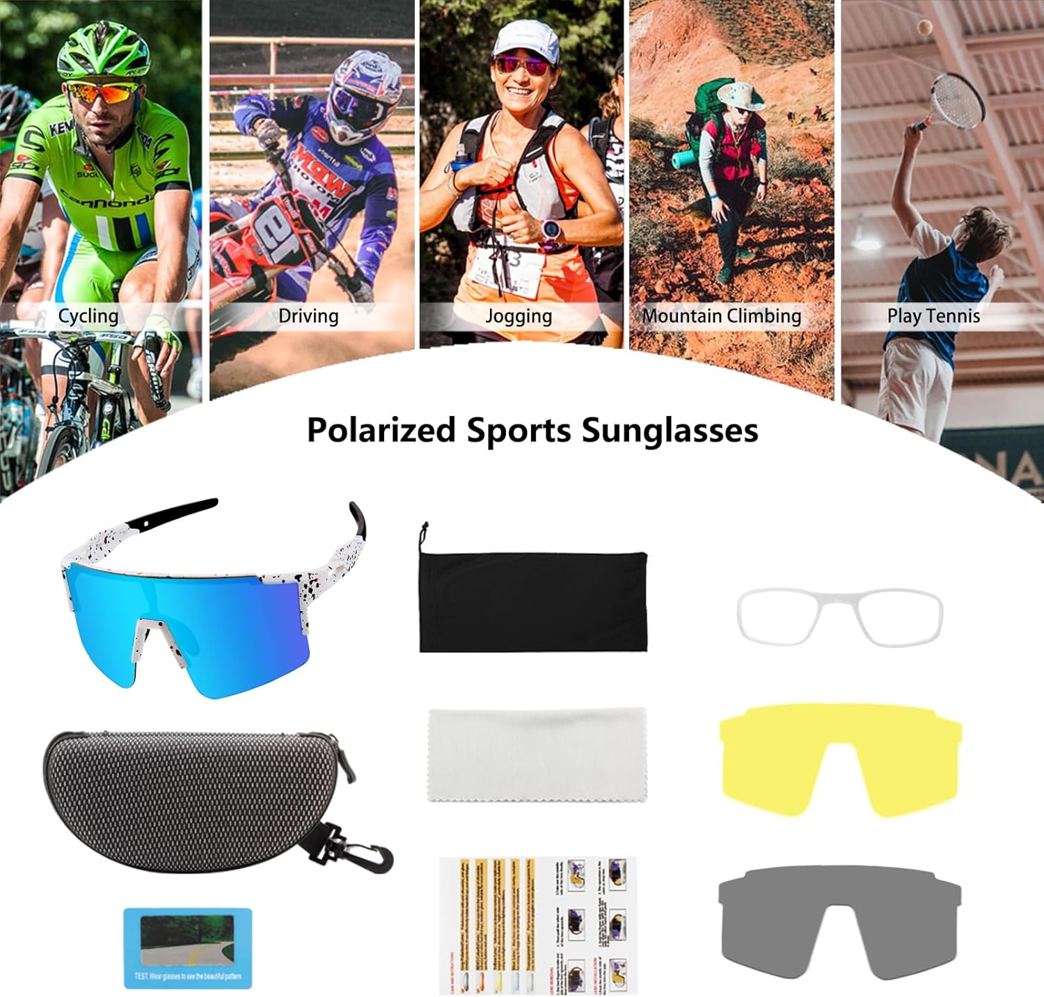 OULAIQI Cycling Sunglasses Polarized Sunglasses for Cycling Men Women with 1 Lens or 3 Interchangeable Lens Baseball Glasses - Image 6