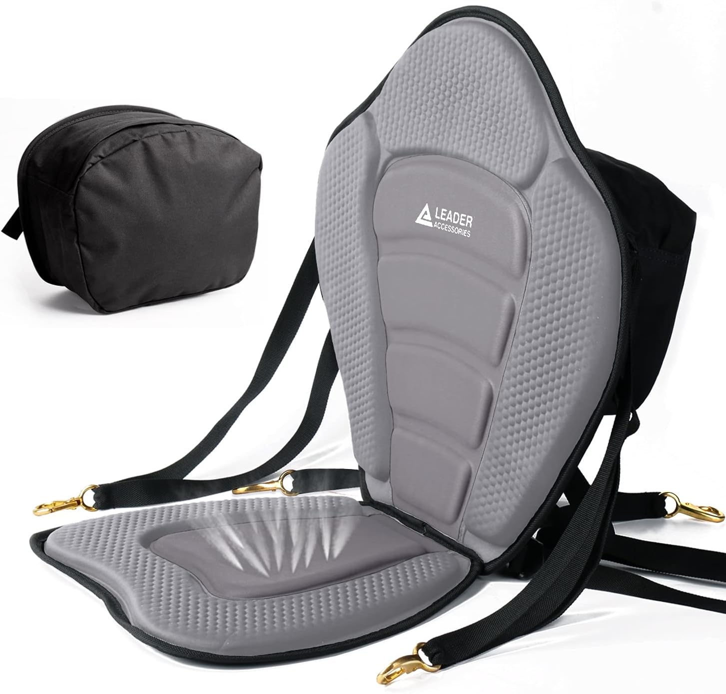 Leader Accessories Kayak Seats Paddle Board Seat Universal Padded Canoe SUP Seat with Back Support - Deluxe Kayak Chair Seat Cushion with Storage Bag