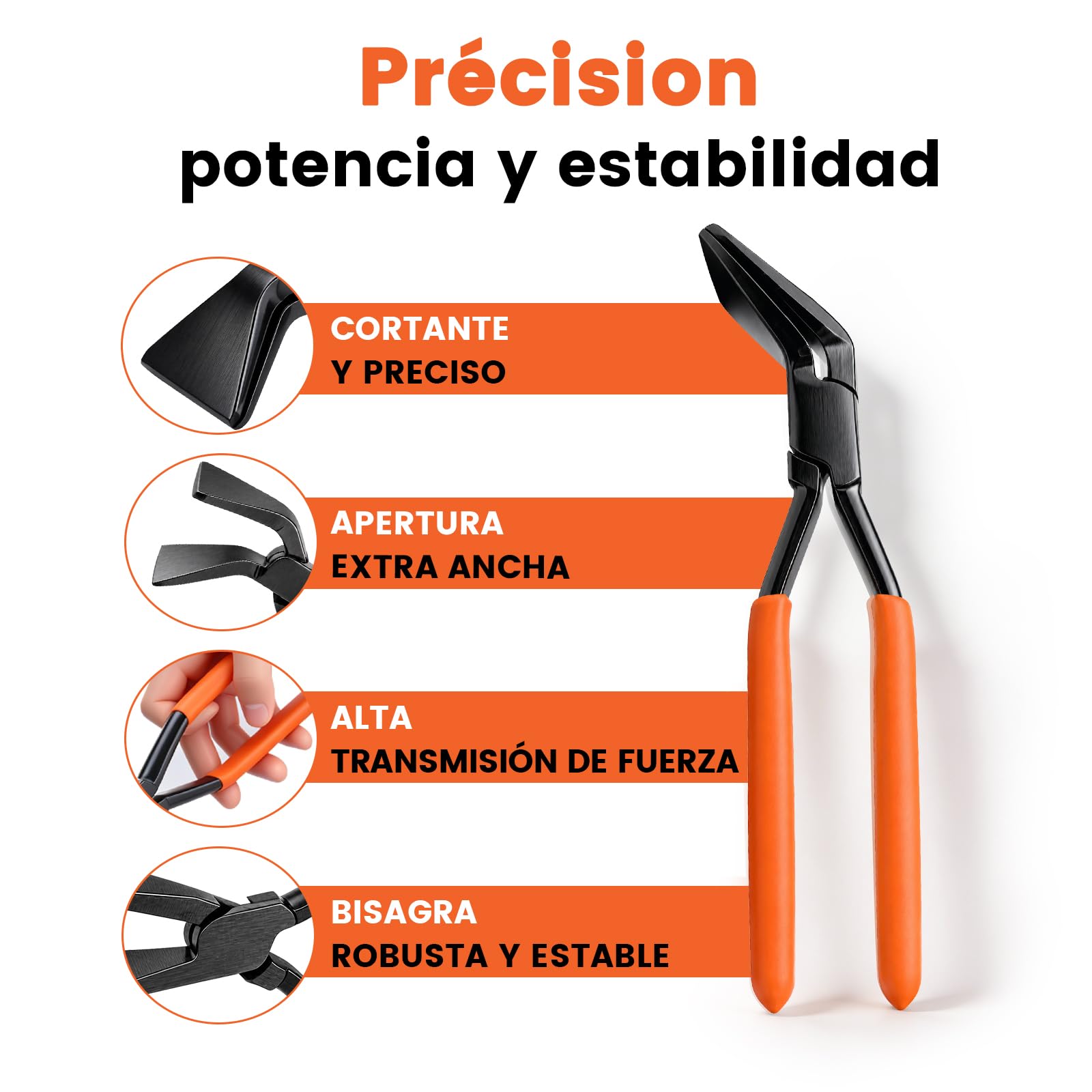 Juego de 3 alicates plegables, alicates con caja de alicates de chapa, alicates de desmontaje de 0°, 45° y 90, longitud 280 mm, ancho de boca de 55 mm, alicates de flexión, acero al carbono negro